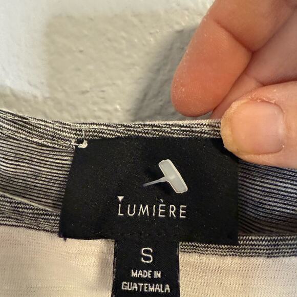 Urban Outfitters Lumiere Black Striped Short Sleeve Belted Tee - Picture 3 of 8